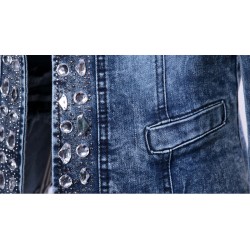 Fashionable short denim jacket - with sequins / crystals - slimJackets