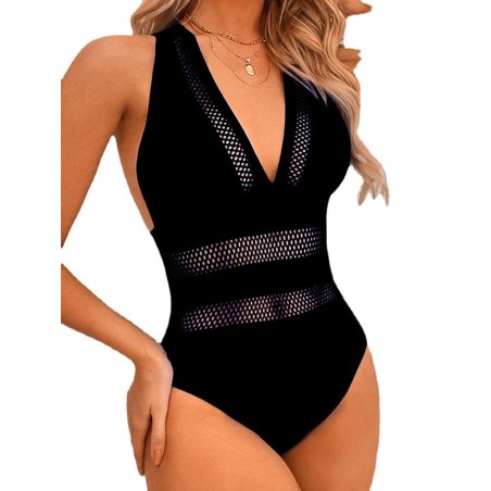 Sexy one piece swimsuit - with push up - net decorationBeachwear