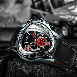 Jaragar - luxurious automatic sports watch - geometric triangle dial - genuine leather strapWatches