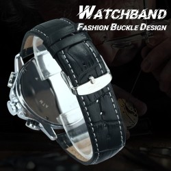 Jaragar - luxurious automatic sports watch - geometric triangle dial - genuine leather strapWatches