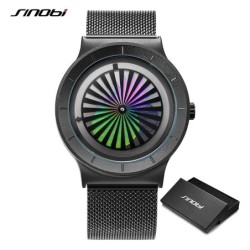 SINOBI - creative quartz watch - colorful dial - stainless steel mesh strapWatches