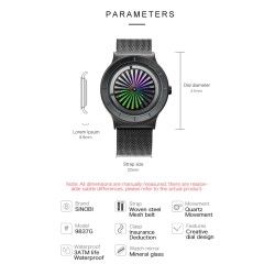 SINOBI - creative quartz watch - colorful dial - stainless steel mesh strapWatches