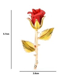 Stylish gold brooch with a red roseBrooches