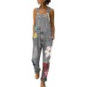Summer long jumpsuit - jeans romper - flowers printedJumpsuits