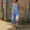 Summer long jumpsuit - jeans romper - flowers printedJumpsuits