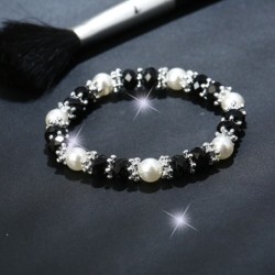 Stylish bracelet - with colorful rhinestones / pearlsBracelets