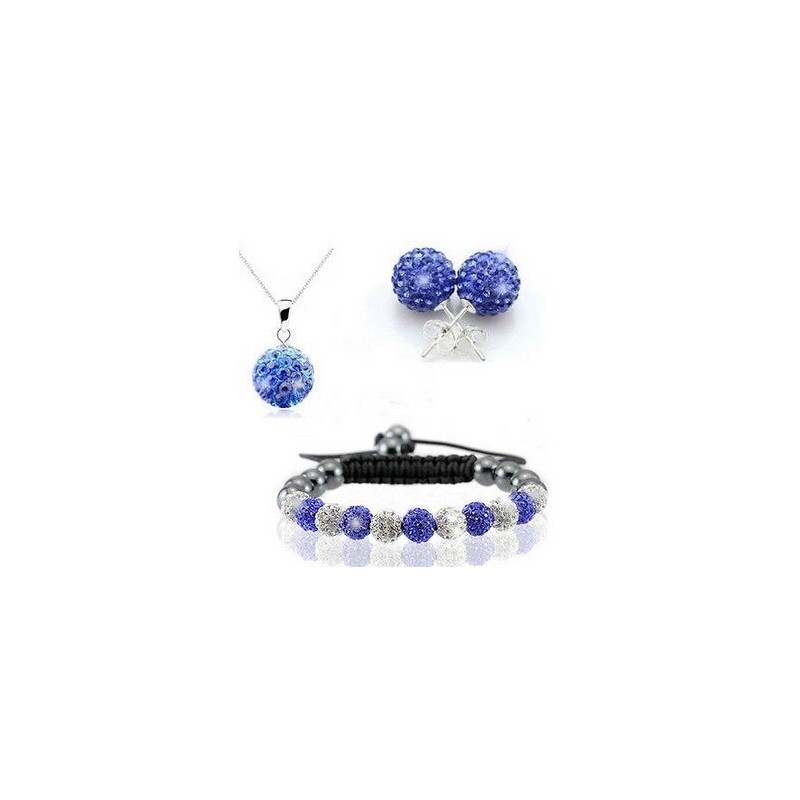 Fashionable set with crystal beads - bracelet - earrings - pendant for necklaceJewellery Sets