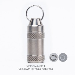 Medicine / pills storage box - waterproof container - with key ring - titanium alloyKeyrings