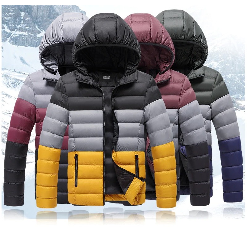 Down warm jacket - with hood - windproof - slim fitJackets
