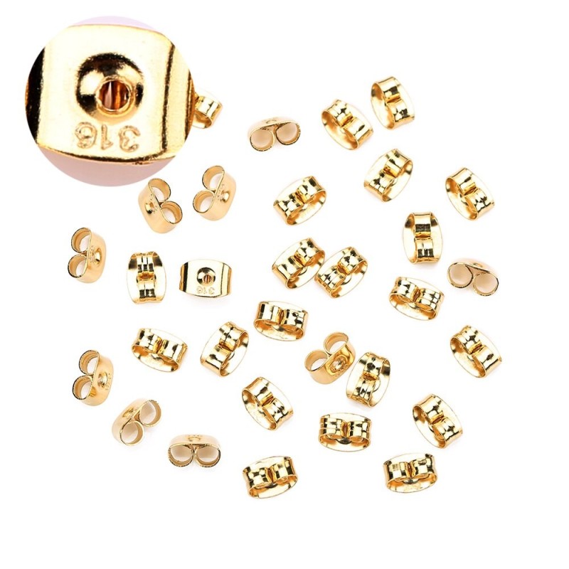 Earring back stopper - nut - 316L stainless steel - 100 piecesEarrings