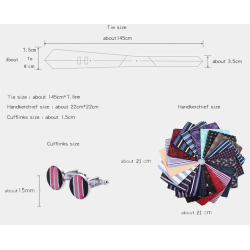 Elegant silk set - tie - handkerchief - cufflinks - tie clipCufflinks