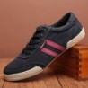 Classic men's shoes - flat canvas sneakers - round toe - lace upShoes
