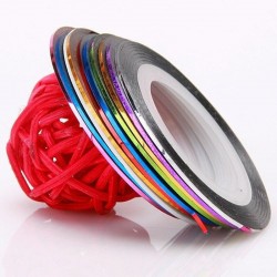 Nail striping tape - colorful lines - sticker - mixed colours - 10 piecesNail stickers