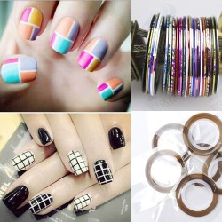 Nail striping tape - colorful lines - sticker - mixed colours - 10 piecesNail stickers