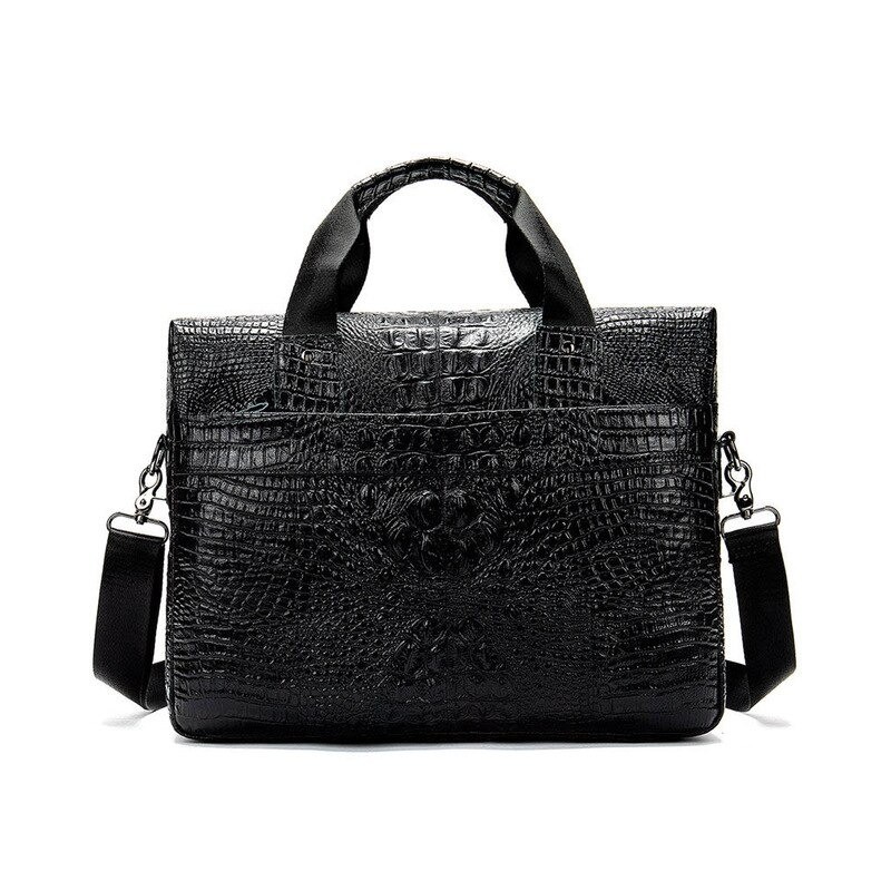 Luxurious leather handbag - with shoulder strap - crocodile skin pattern - genuine leatherBags