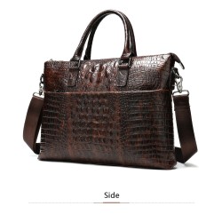 Luxurious leather handbag - with shoulder strap - crocodile skin pattern - genuine leatherBags