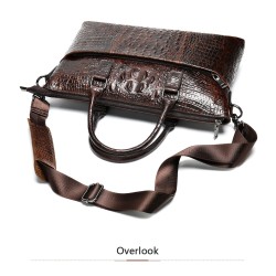 Luxurious leather handbag - with shoulder strap - crocodile skin pattern - genuine leatherBags