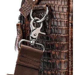 Luxurious leather handbag - with shoulder strap - crocodile skin pattern - genuine leatherBags