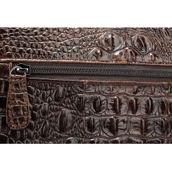 Luxurious leather handbag - with shoulder strap - crocodile skin pattern - genuine leatherBags