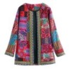 Fashionable loose cardigan - long sleeve summer coat - ethnic floral printJackets
