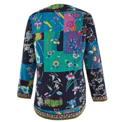 Fashionable loose cardigan - long sleeve summer coat - ethnic floral printJackets