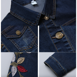 Short jeans jacket - vintage flower embroideryJackets