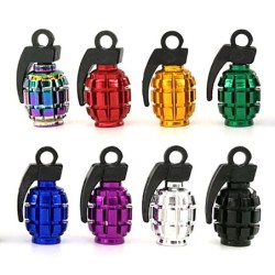 Universal tire valves caps - aluminum - hand grenade shaped - 4 piecesValve caps