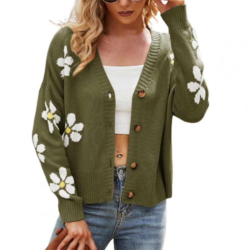 Classic cardigan - long sleeve sweater - with buttons - floral patternHoodies & Jumpers
