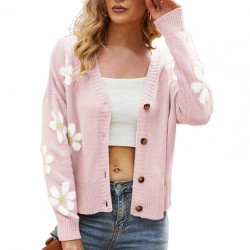 Classic cardigan - long sleeve sweater - with buttons - floral patternHoodies & Jumpers