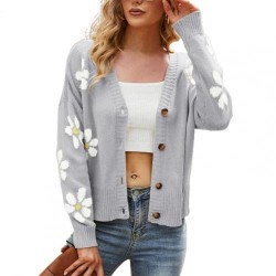 Classic cardigan - long sleeve sweater - with buttons - floral patternHoodies & Jumpers