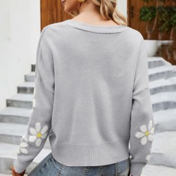 Classic cardigan - long sleeve sweater - with buttons - floral patternHoodies & Jumpers