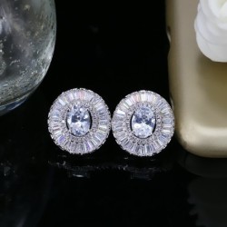 Fashionable jewellery set - earrings - necklace - with round cubic zirconiaJewellery Sets