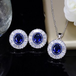 Fashionable jewellery set - earrings - necklace - with round cubic zirconiaJewellery Sets