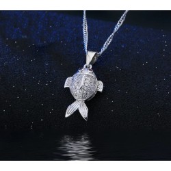 Stylish jewellery set - necklace - earrings - red eyed fish - 925 sterling silver - cubic zirconiaJewellery Sets