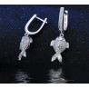 Stylish jewellery set - necklace - earrings - red eyed fish - 925 sterling silver - cubic zirconiaJewellery Sets