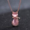 Stylish rose gold necklace - cat shaped pendant - crystals - pink opalNecklaces