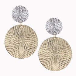 Fashionable earrings - double circles - silver & goldEarrings