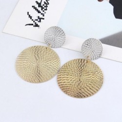Fashionable earrings - double circles - silver & goldEarrings
