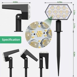 Solar powered lights - landscape spotlights - 3 lighting modes - 92 LED - IP67 waterproofSolar lighting