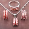 Elegant jewellery set - with red zirconia - necklace - earrings - ringJewellery Sets