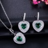 Luxurious silver jewellery set - heart shaped pendants - crystal - cubic zirconia - necklace - earringsJewellery Sets