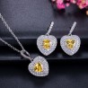 Luxurious silver jewellery set - heart shaped pendants - crystal - cubic zirconia - necklace - earringsJewellery Sets
