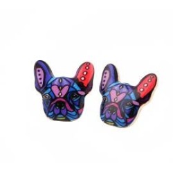 Stylish stud earrings - colorful French bulldogEarrings
