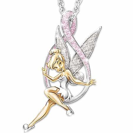 Elegant silver necklace - pink flower fairy - angel wings - love heartNecklaces