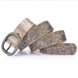 Fashionable leather belt with metal buckle & rivetsBelts