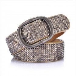 Fashionable leather belt with metal buckle & rivetsBelts