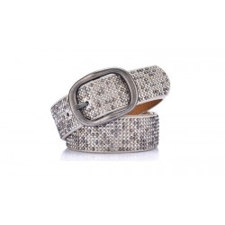 Fashionable leather belt with metal buckle & rivetsBelts