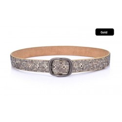 Fashionable leather belt with metal buckle & rivetsBelts
