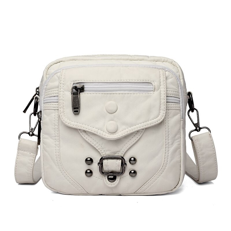 Small shoulder / waist bag - leather - rivets - zippersBags