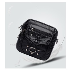 Small shoulder / waist bag - leather - rivets - zippersBags